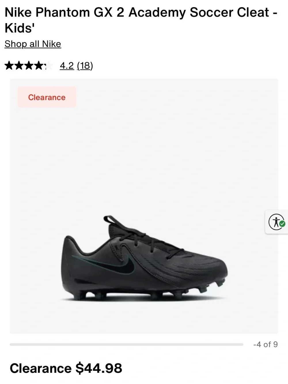 Nike Kids Black Soccer Cleats